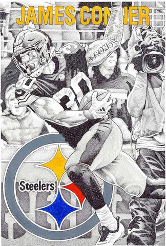 James Conner Steelers Logo Poster