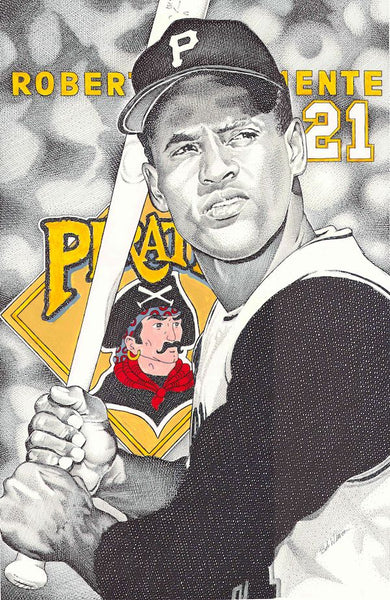 Roberto Clemente and Pirates Logo Poster – Bob Weaver Art